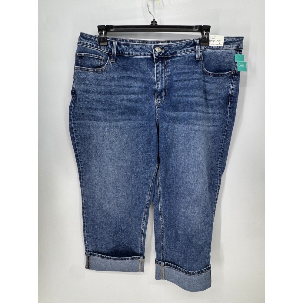 Maurices Jeans Women 20W Blue NWT Classic Straight Crop Mid Rise Super Stretch